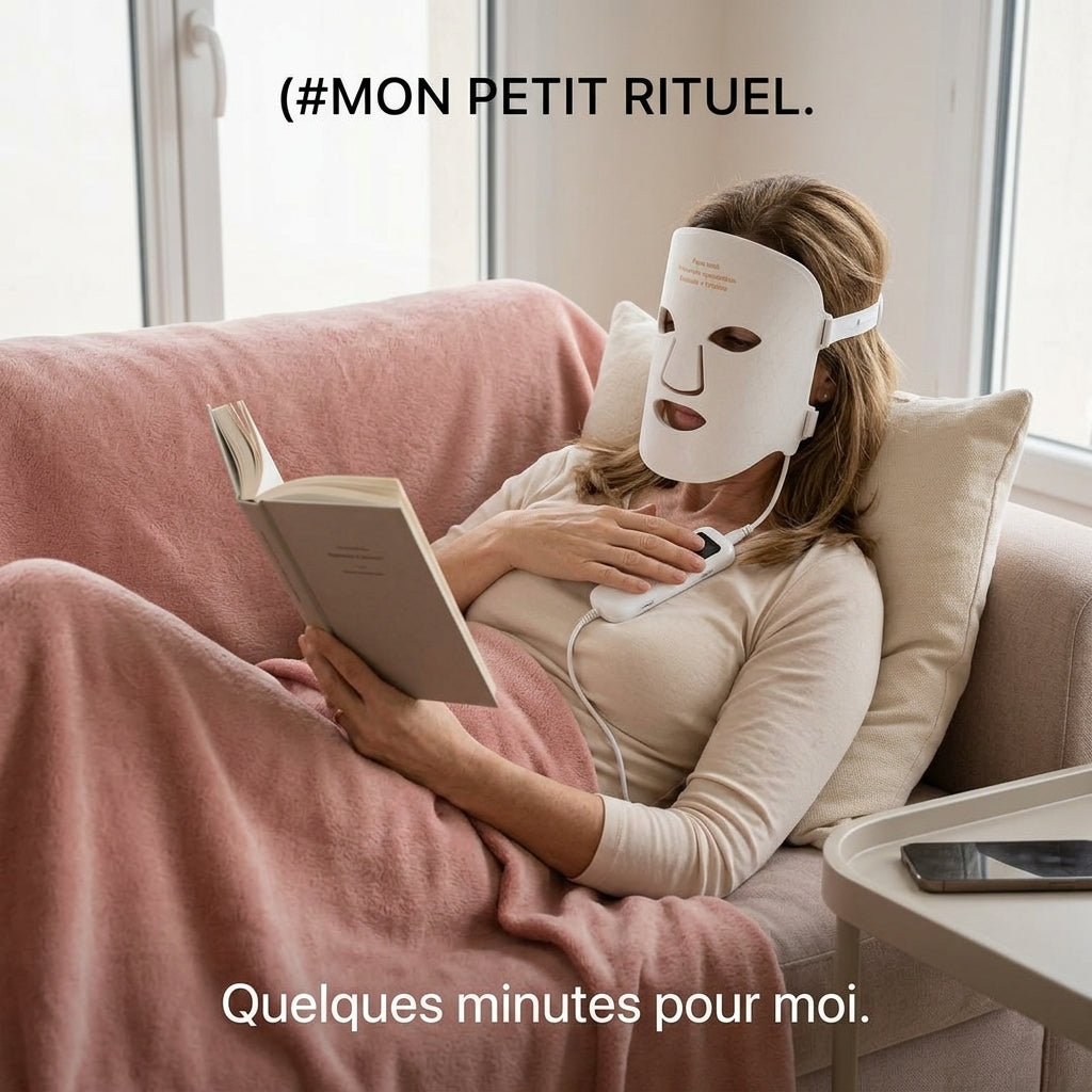 Masque LED Lumaraglow — détail de la séance de luminothérapie