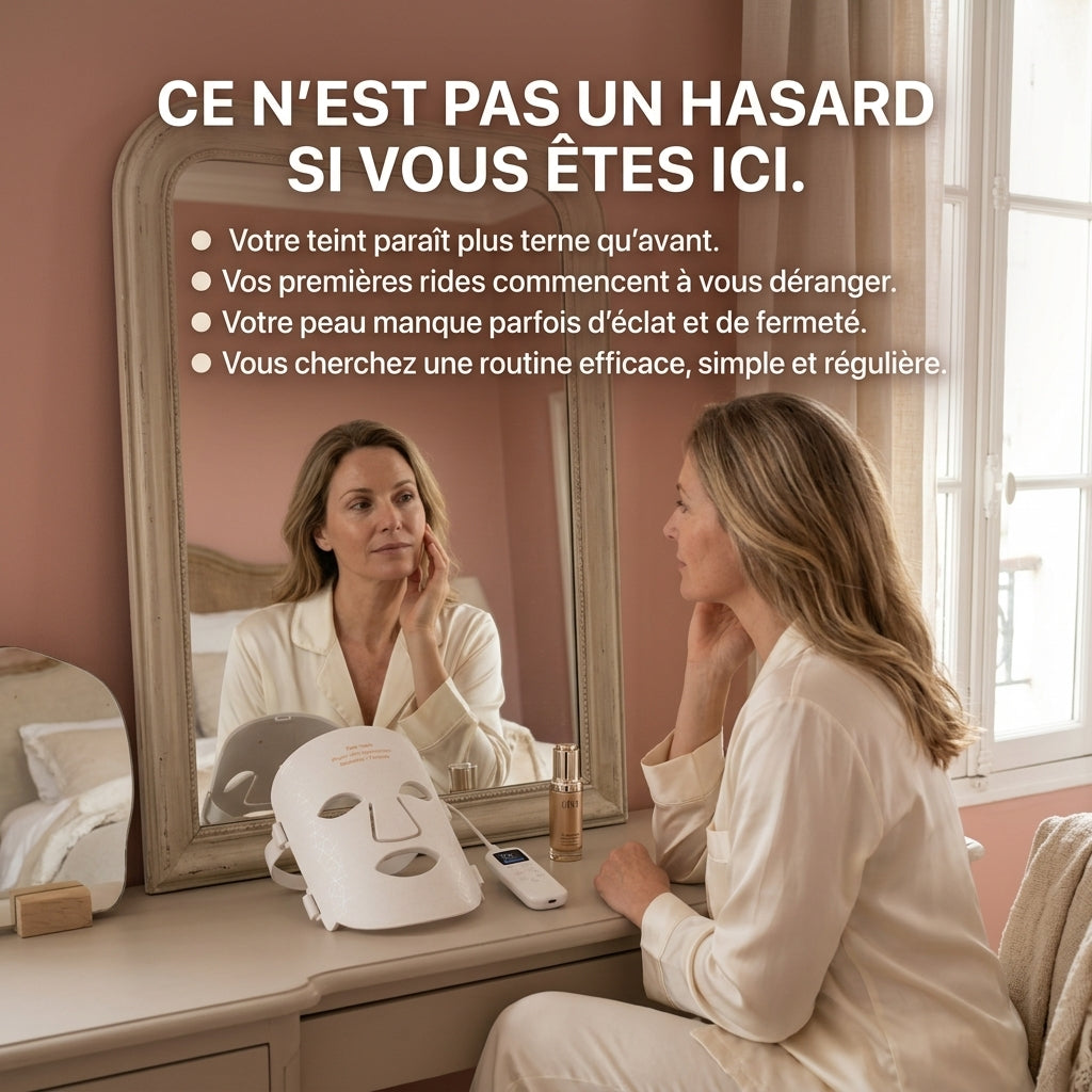 Masque LED Lumaraglow présenté dans une routine skincare