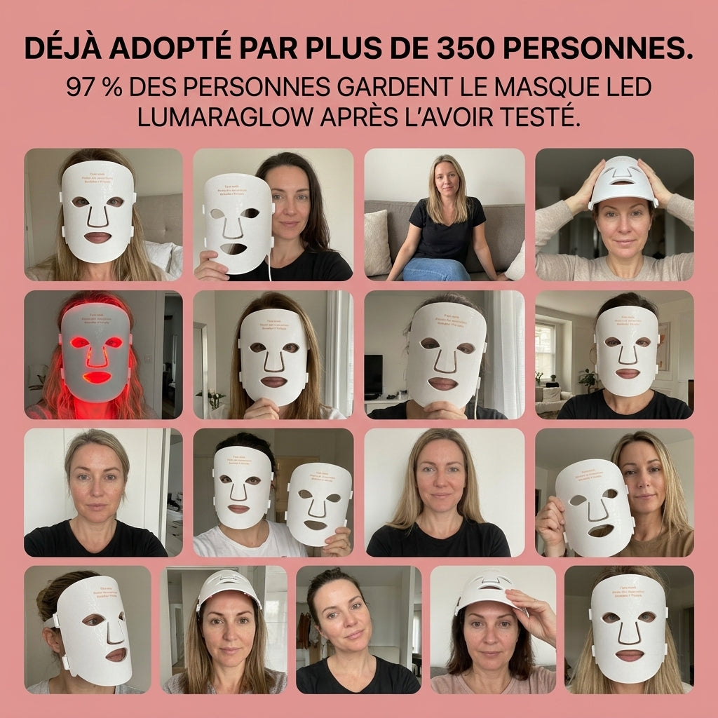 Masque LED Lumaraglow — vue du dispositif LED visage