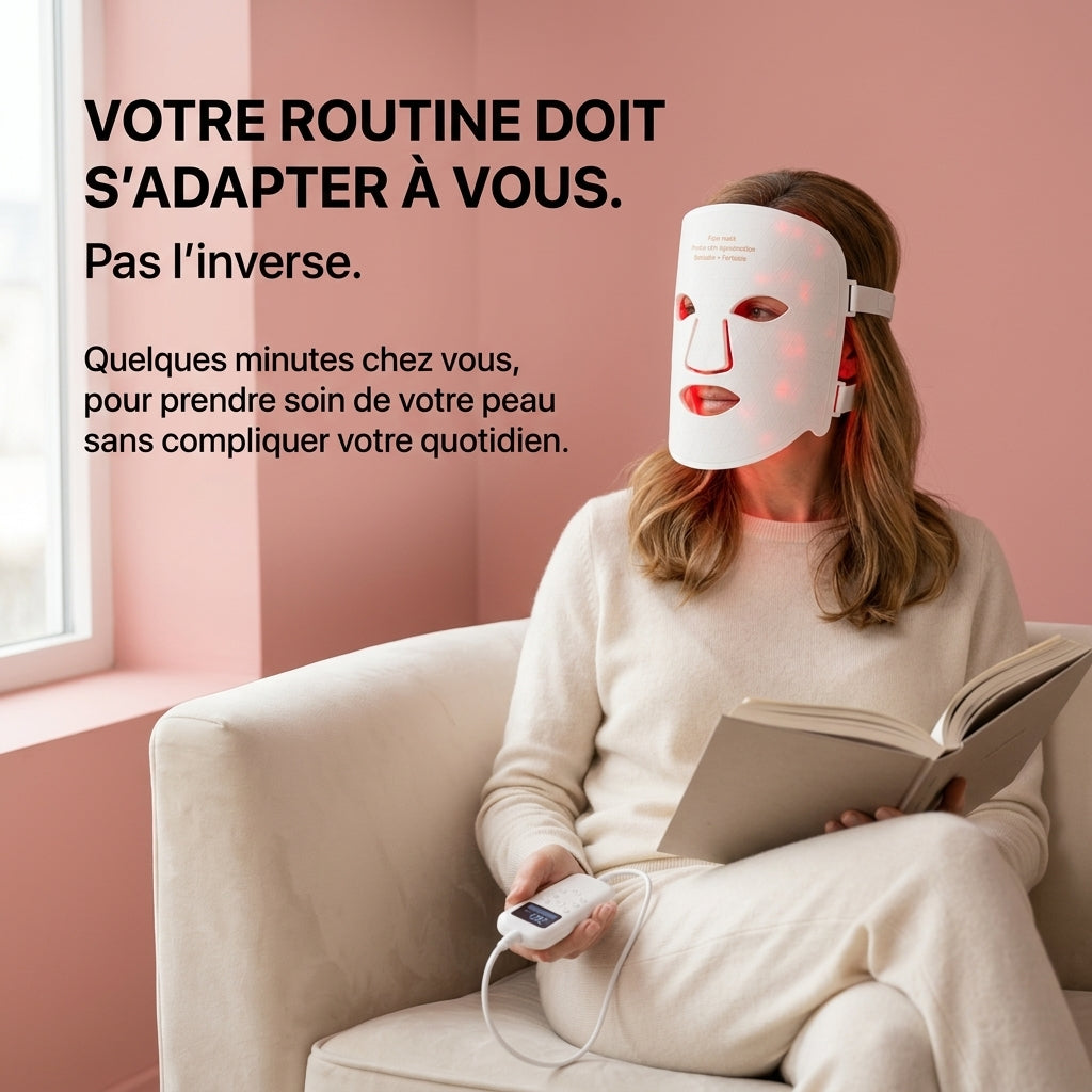 Masque LED Lumaraglow — vue rapprochée du dispositif