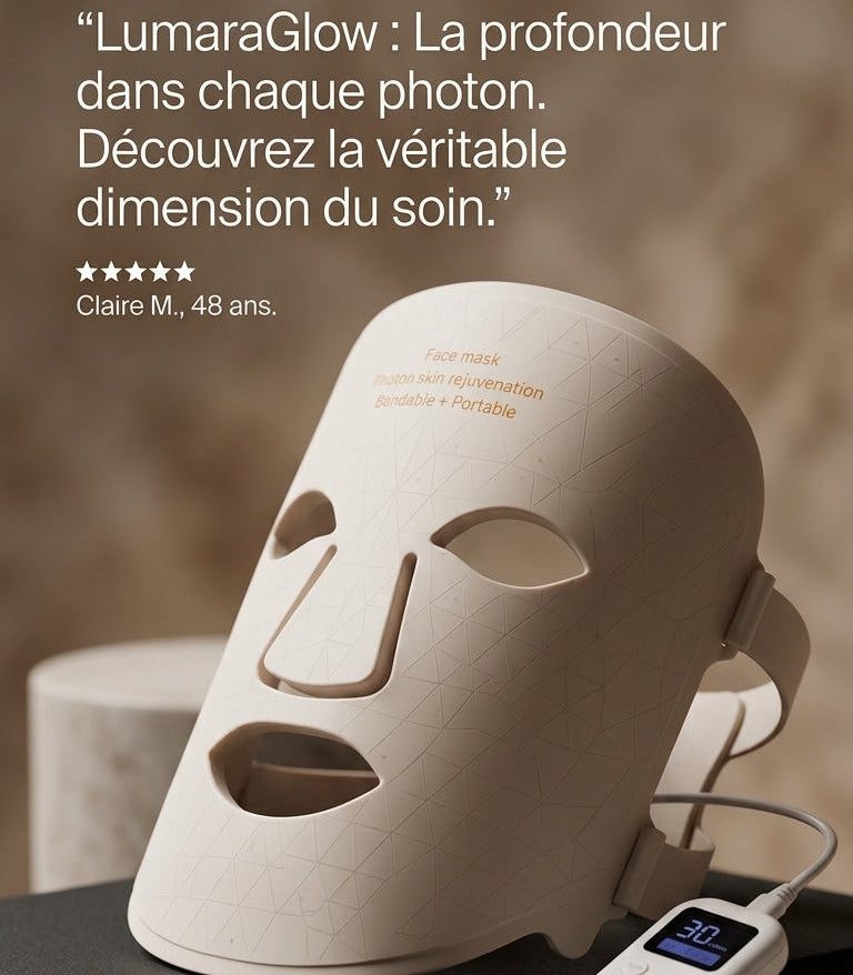 Masque LED Lumaraglow — détail du masque et de sa conception